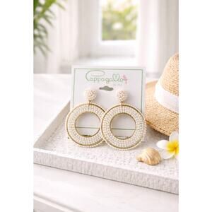 PappagallaoWhite Gold Beaded Circle Earrings New
